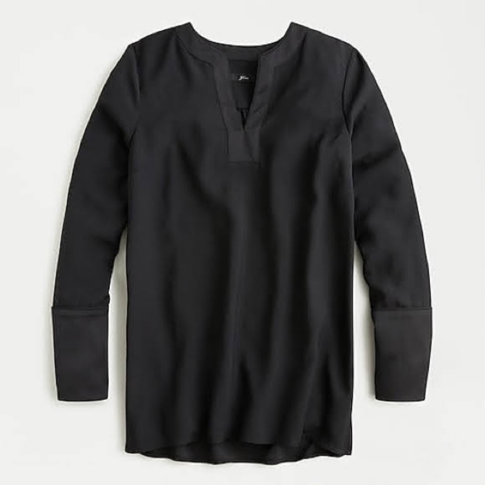 J Crew V-Neck Tunic Satin Backed Crepe